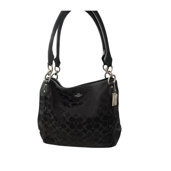 Coach Colette Signature Hobo Bag Rare Retired Black Silver Hardware - Picture 1 of 13